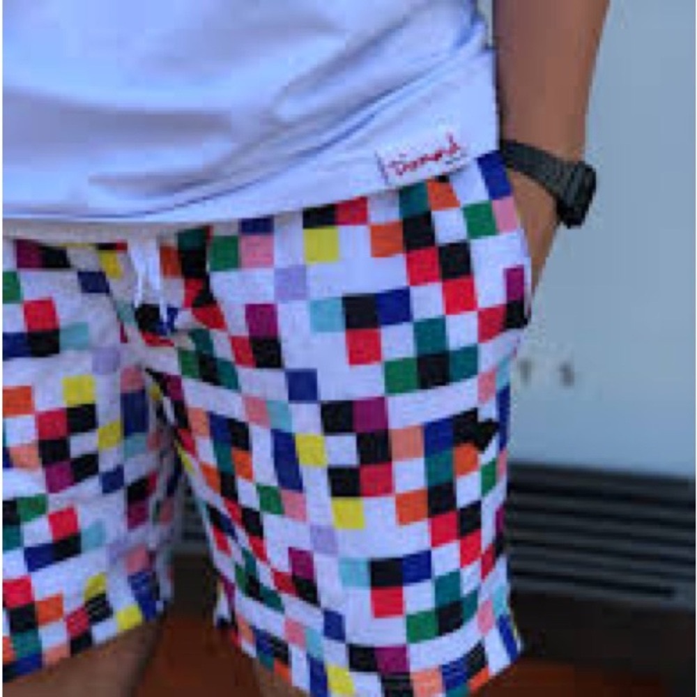 Diamond Supply Co. Pixel multicolored swim trunks with mesh lining. NWT* - Picture 2 of 3